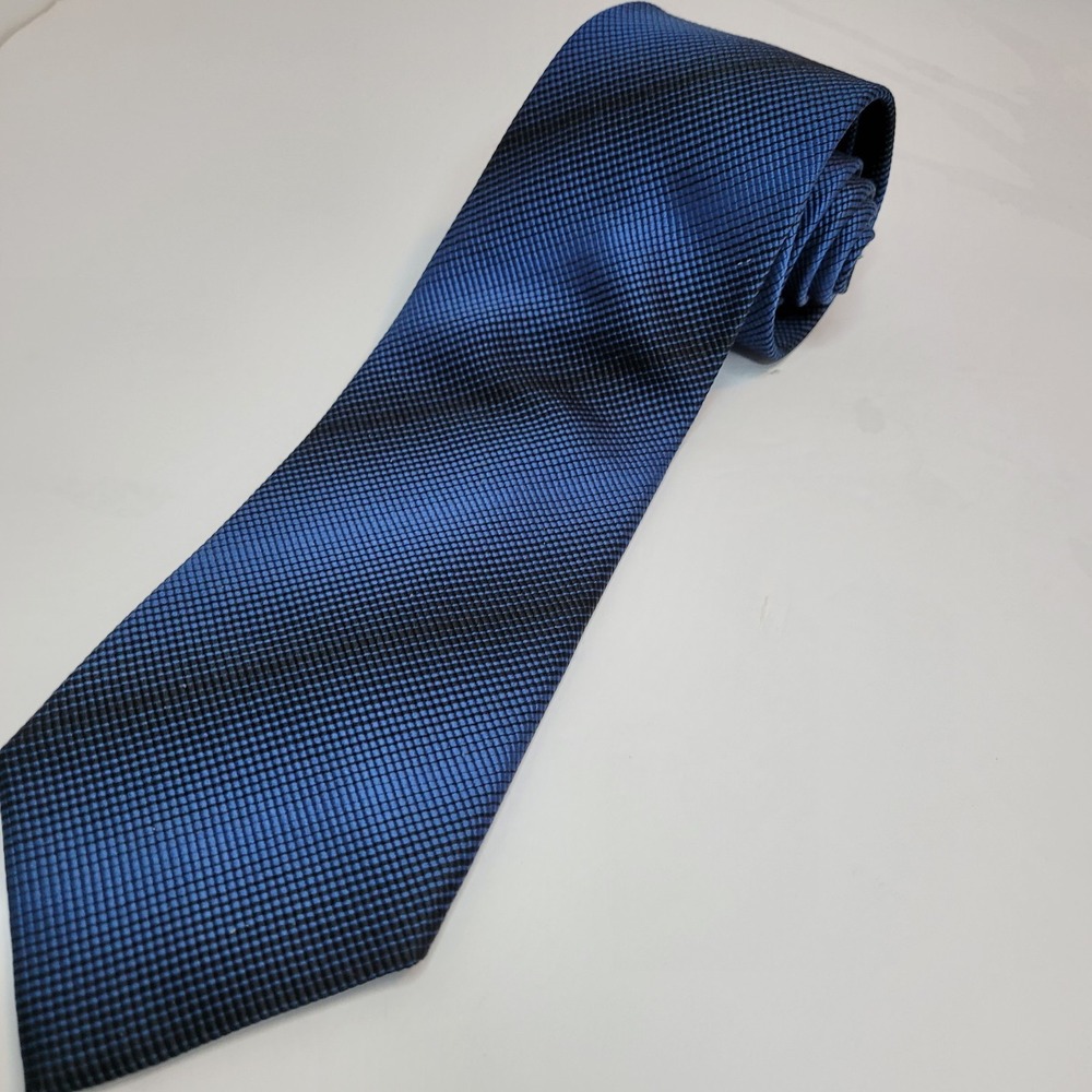 CEZANI MENS TIE ‎ NAVY BLUE/BLACK OMBRE STRIPE  3.75 X 59